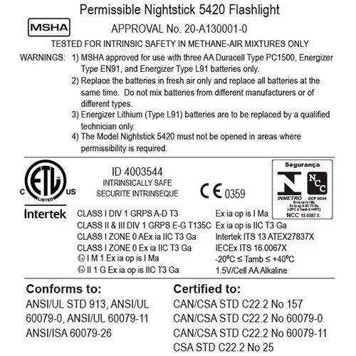 Nightstick XPP 5420 Intrinsically Safe Flashlight | 160 Lumens 5 Nightstick XPP 5420 Intrinsically Safe Flashlight | 160 Lumens - Image 5