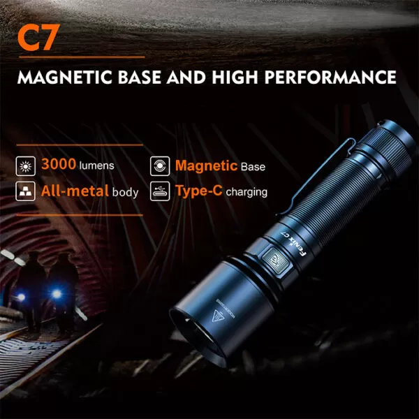 Fenix C7 USB-C Rechargeable Flashlight | 3,000 Lumens 3 Fenix C7 USB-C Rechargeable Flashlight | 3,000 Lumens - Image 3