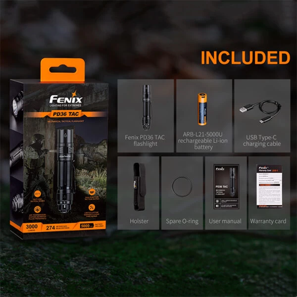 Fenix PD36 TAC Flashlight | 3,000 Lumens | Fenix Distributor 3 Fenix PD36 TAC Flashlight | 3,000 Lumens | Fenix Distributor - Image 3
