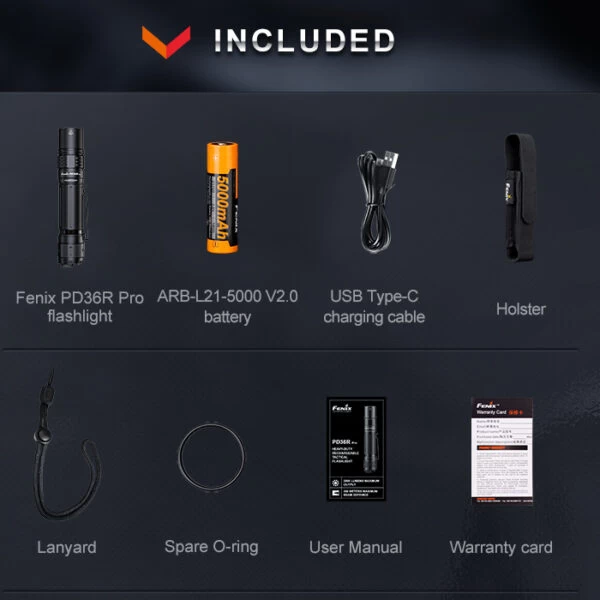 Fenix PD36R Pro USB C Rechargeable Flashlight | Authorized Distributor 6 Fenix PD36R Pro USB C Rechargeable Flashlight | Authorized Distributor - Image 6