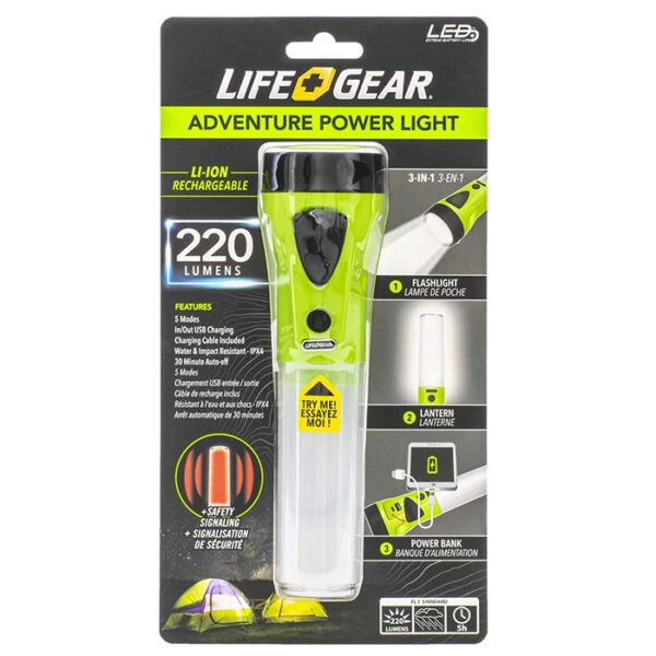 LifeGear Adventure Rechargeable Power Light | 220 Lumens 3 LifeGear Adventure Rechargeable Power Light | 220 Lumens - Image 3